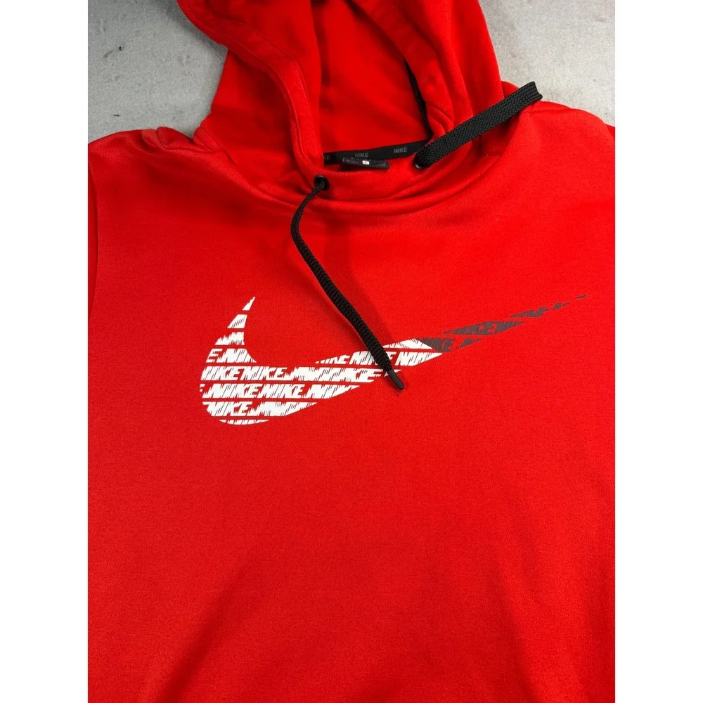Nike Mens Dri-FIT Red Graphic Swoosh Pullover Hoodie Large Sweatshirt